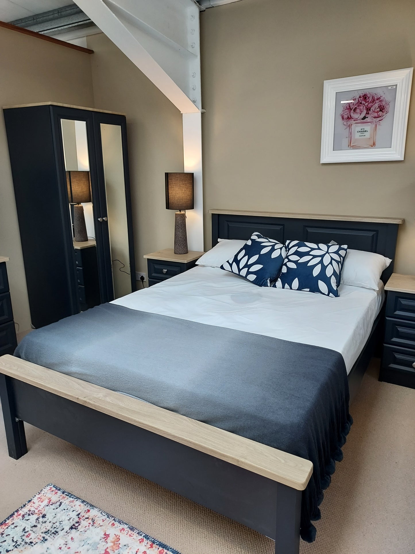 Cedar Indigo & Oak Frame Bed