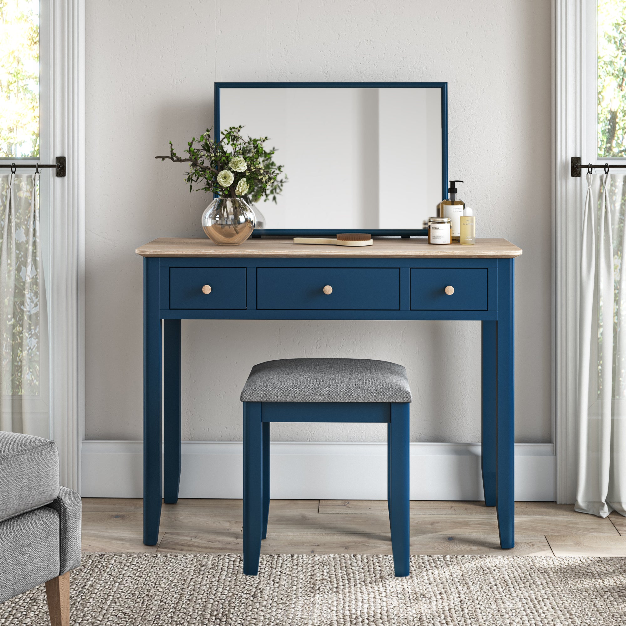 dark blue dressing table Harlo 63.38x14.56x30