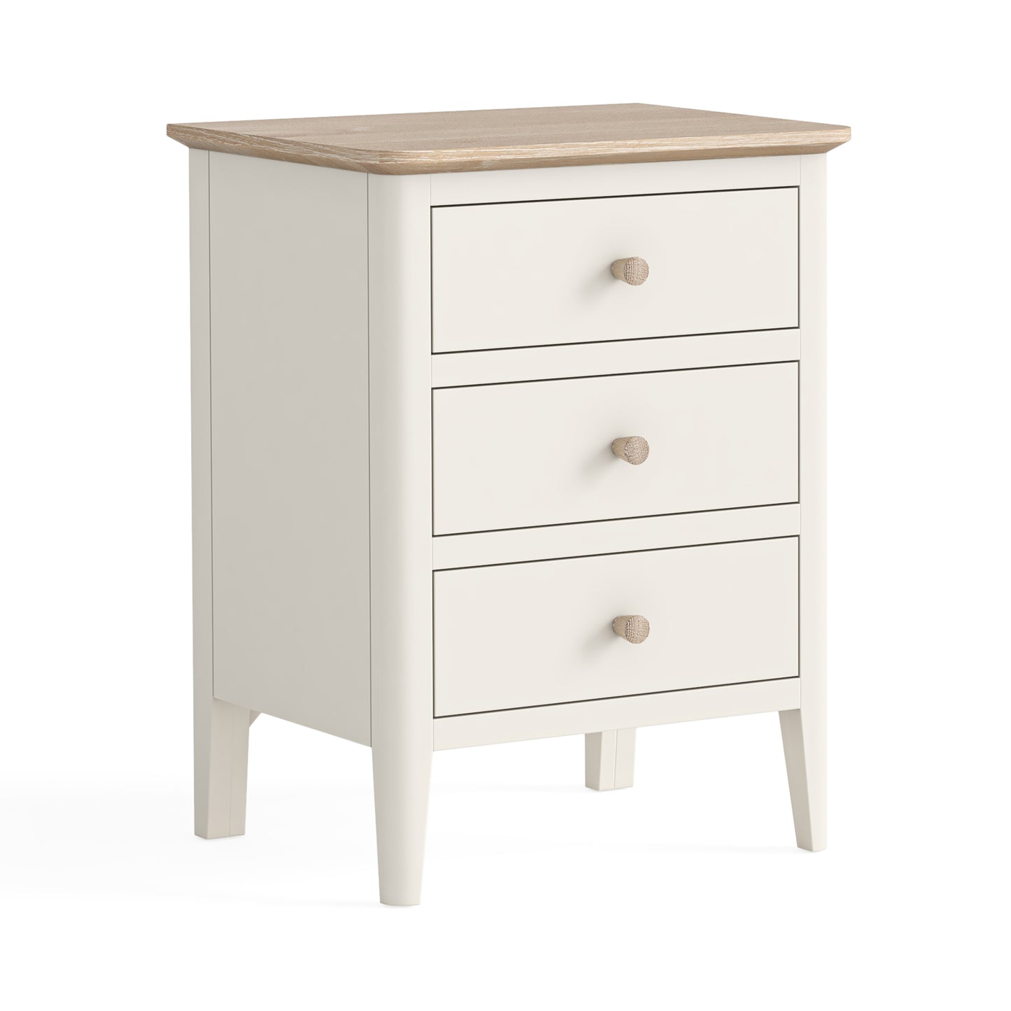 Harlo 3 Drawer Bedside Table - Coconut white