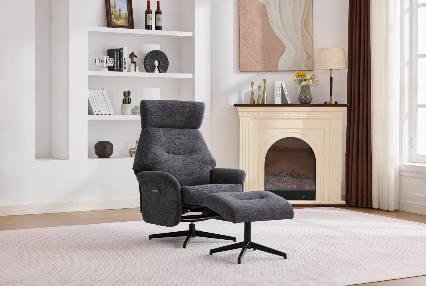 Mabel Ease Back Swivel Chair w/Stool