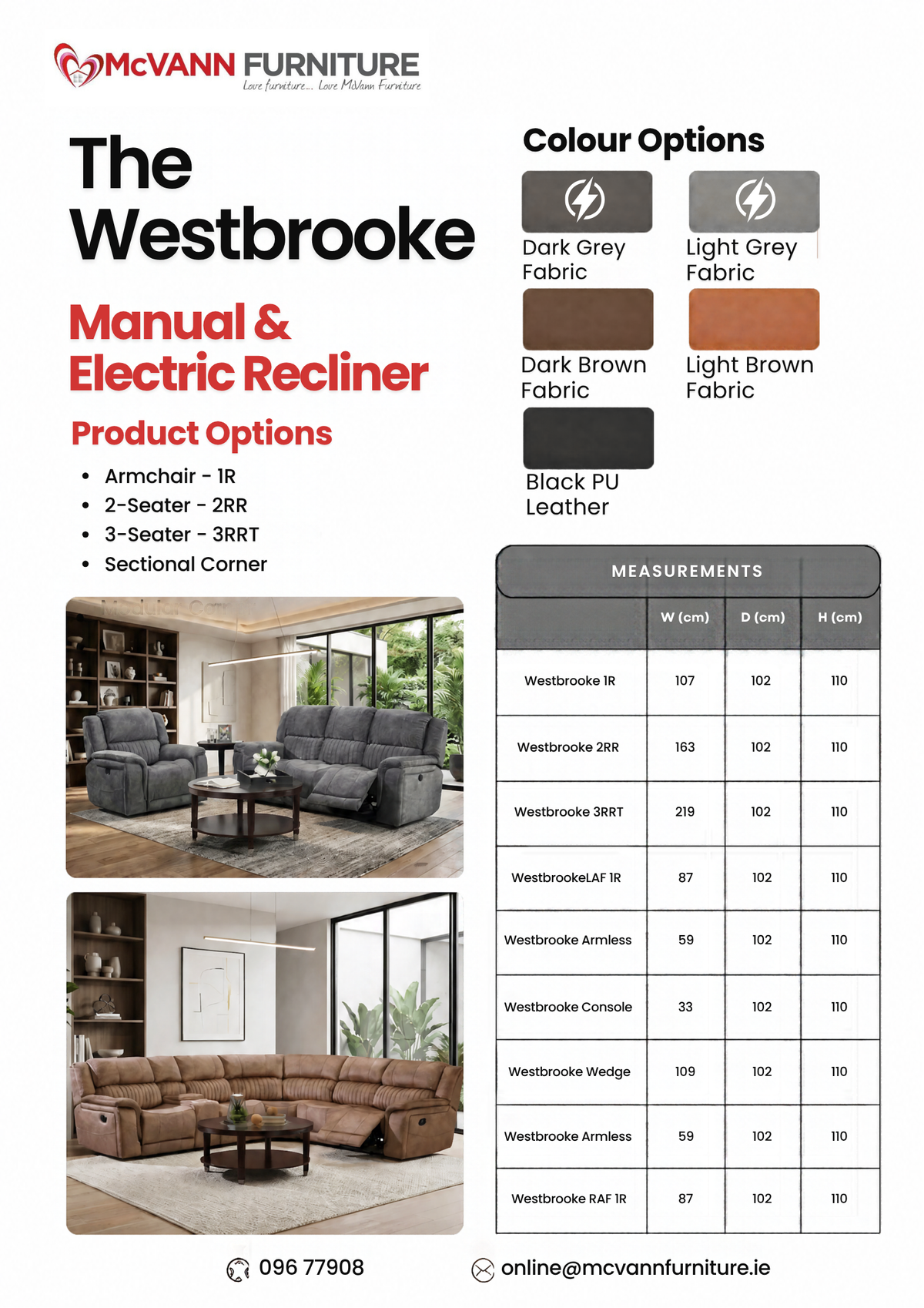 The Westbrooke Manual and Electric Recliner