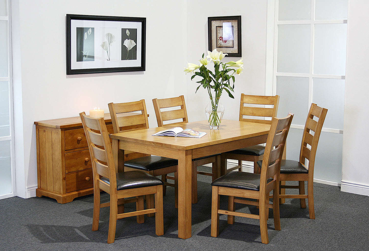 Columbus 5 Foot Table & 6 PU Padded Chairs