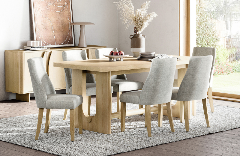 Dining Table Chairs Set Grey Oak