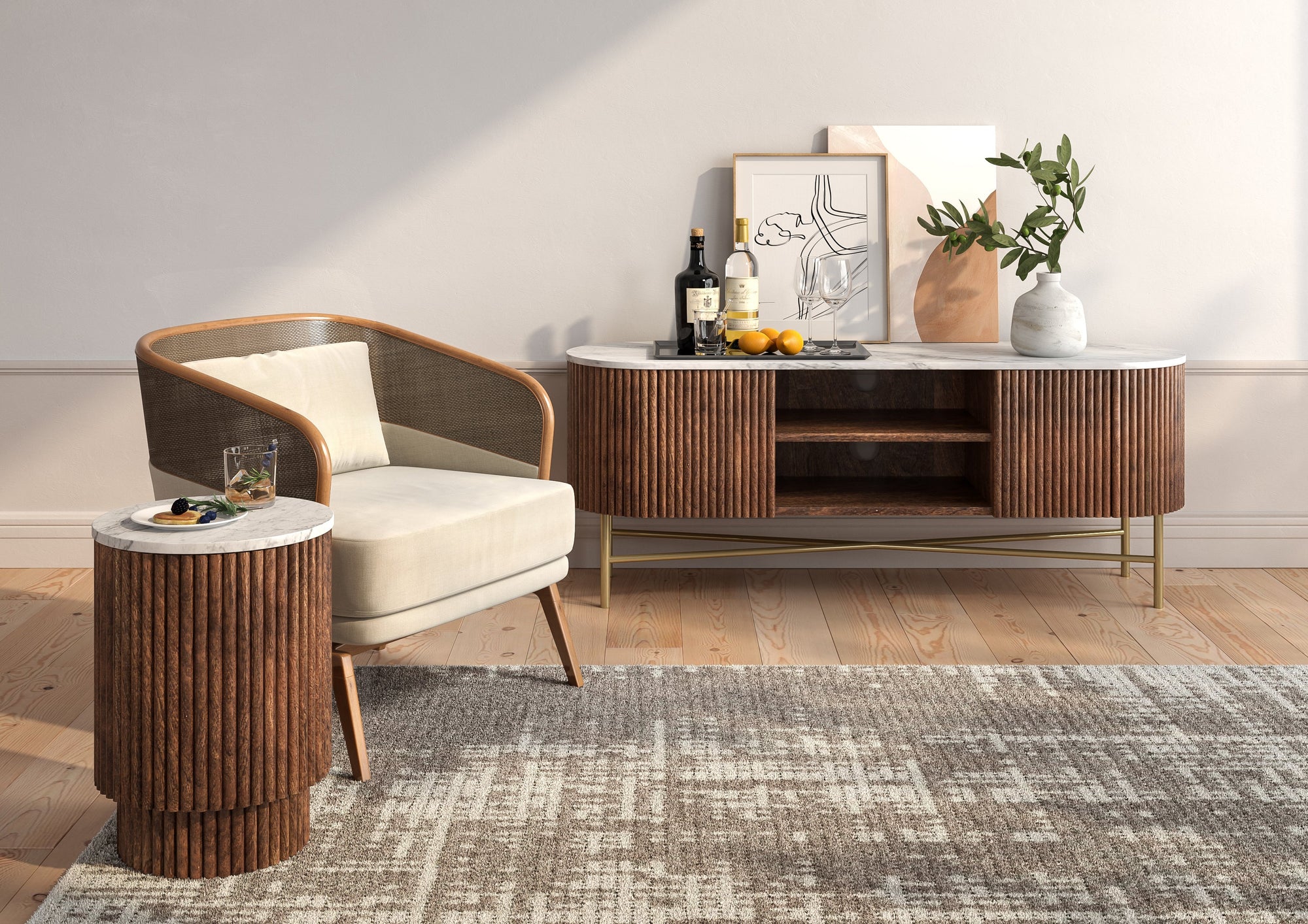 stanford TV Stand and Side Table 