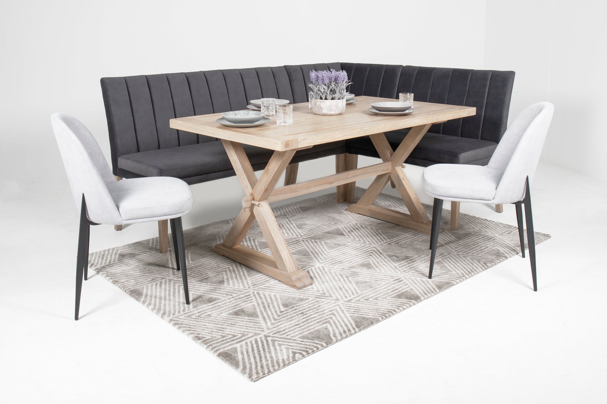 Vancouver dining table, dining chairs and bench at McVann Furniture