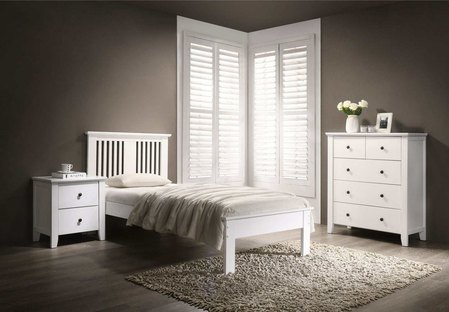 Hayley Slatted Bed - White