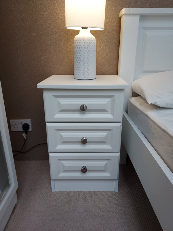 Cedar 3 Door Bedside Locker White