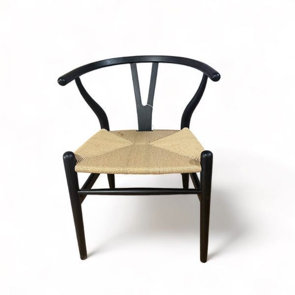 Newton Wishbone Dining Chair w/weave seat Black