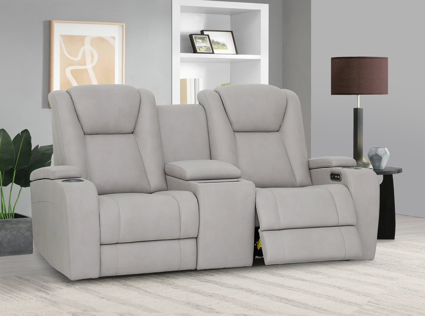 Jersey Electric Reclining 2 Seater Sofa with Console