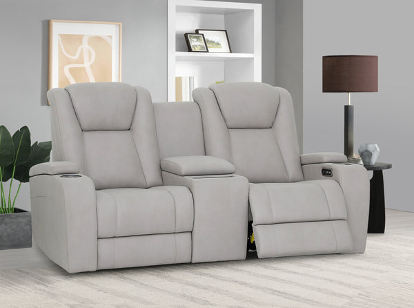 Jersey Electric Reclining 2 Seater Sofa with Console & Power Headrest