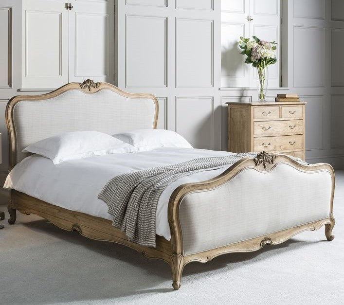 Elegance 6' Linen Uplholstered Bed Weathered