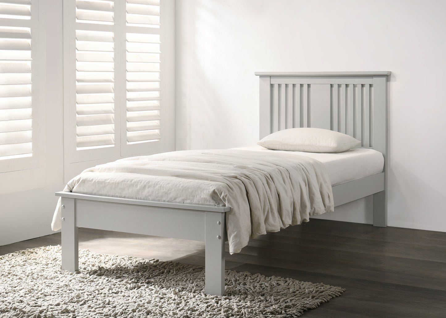 Alan Slatted Bed - Grey