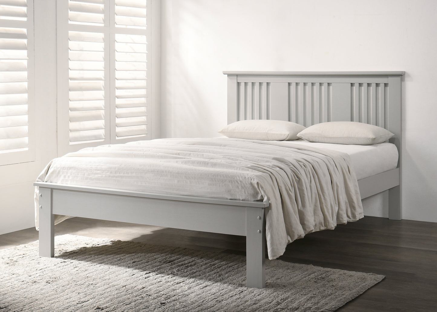 Alan Slatted Bed - Grey