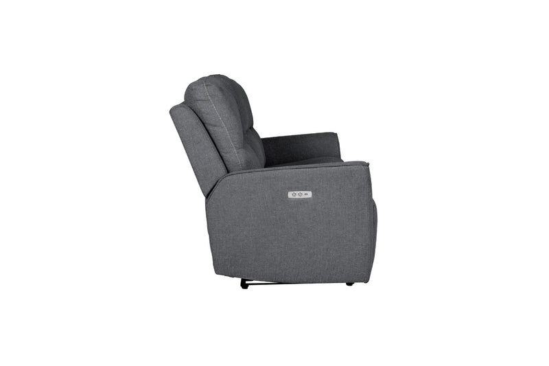Carlos 3 Seater Sofa - Electric Recliner Wireless Charging Console  - Charcoal