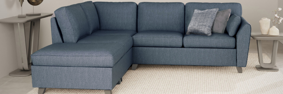 camden corner sofa blue at McVann Furniture 