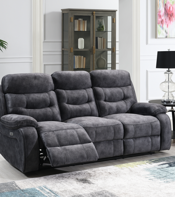 Cashel Dark Grey Electric Reclining 3 Seater Sofa