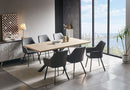 Charlotte Oak Dining Table With 6 Dark Grey Microfibre Chairs