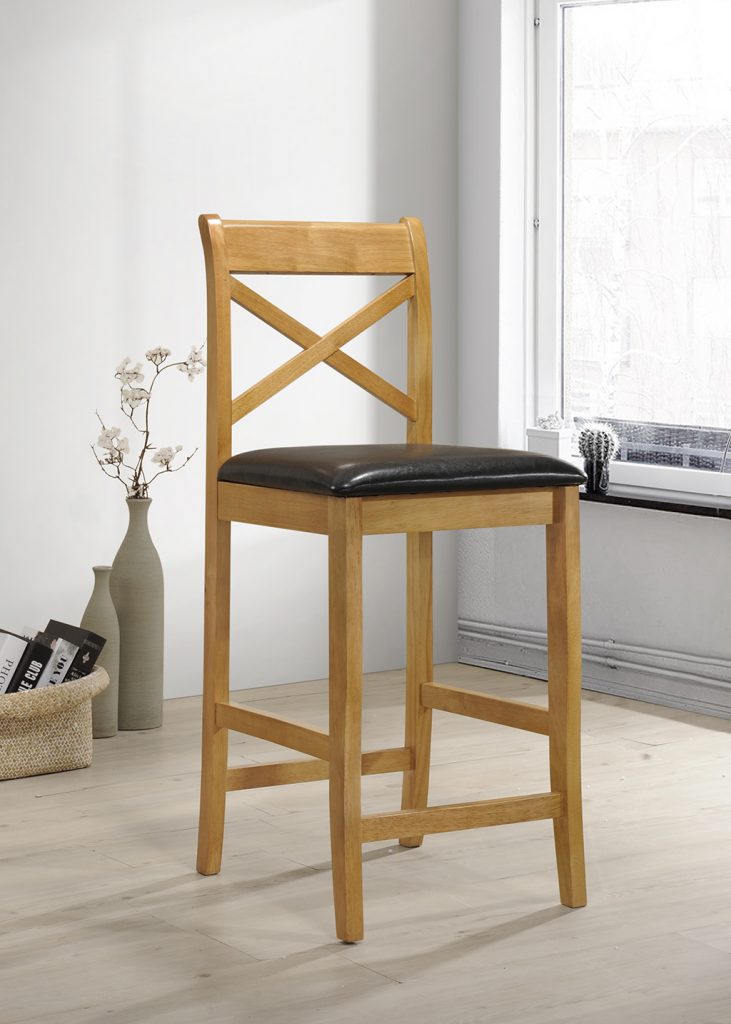 Monty Carlo Wooden Bar Stool Oak With PU Seat