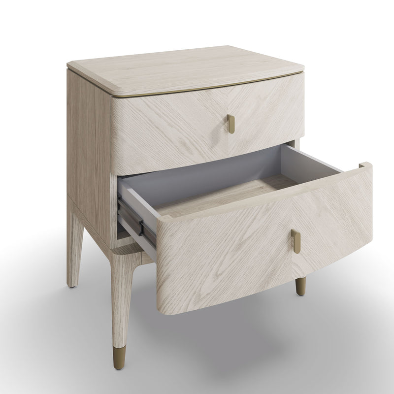 Darcy Bedside Table 2 Drawer - Stone