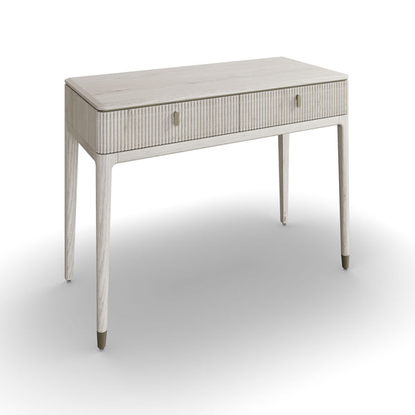 Darcy Dressing Table 2 Drawer Ribbed- Stone