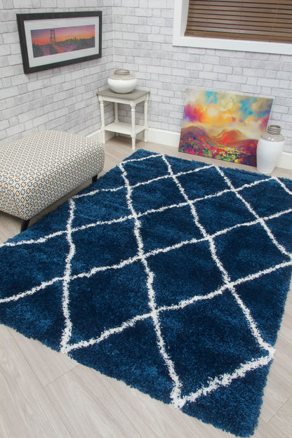 Fantasia Trellis Rug Blue/ White
