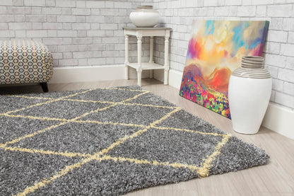 Fantasia Trellis Rug Dark Grey/Yellow