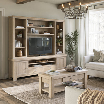 Newport Media Unit & Hutch - White Washed