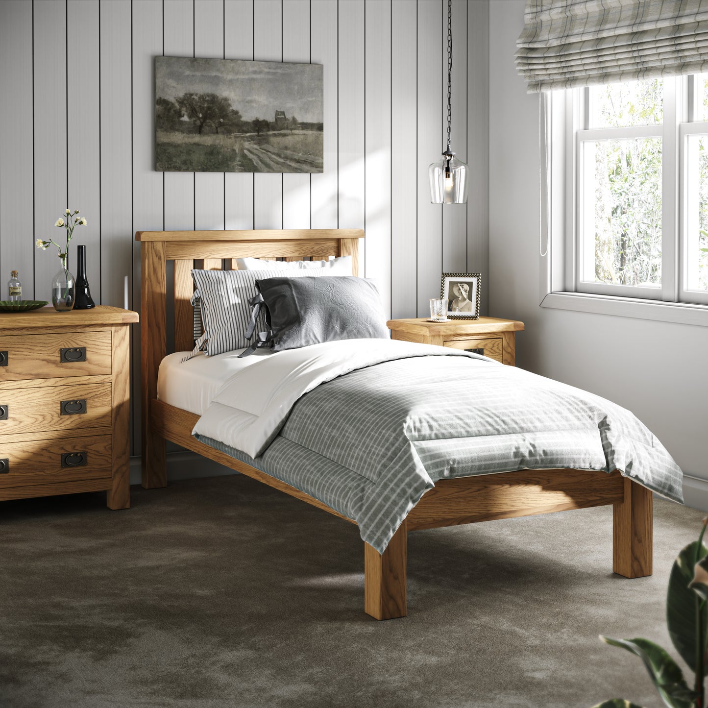 Spencer Bed Frame - Slatted Solid Oak Frame