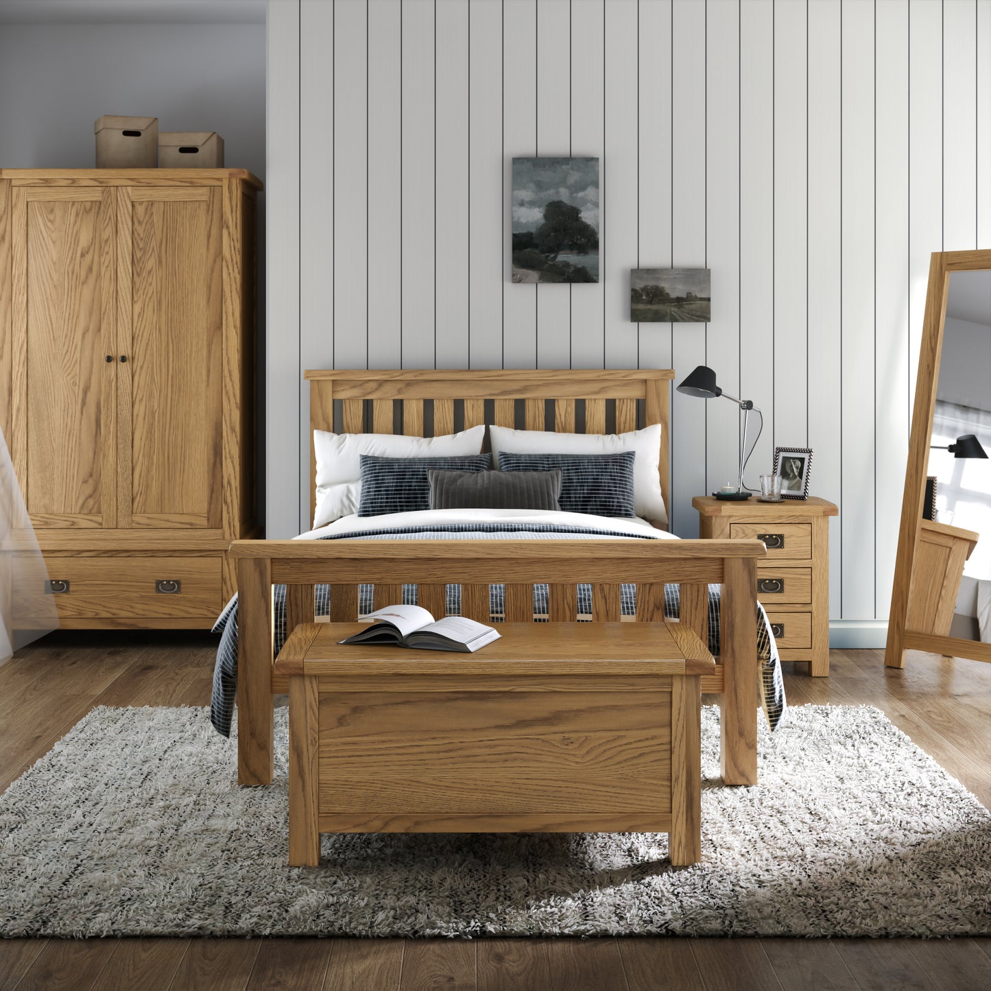 Spencer Bed Frame - Slatted Solid Oak Frame