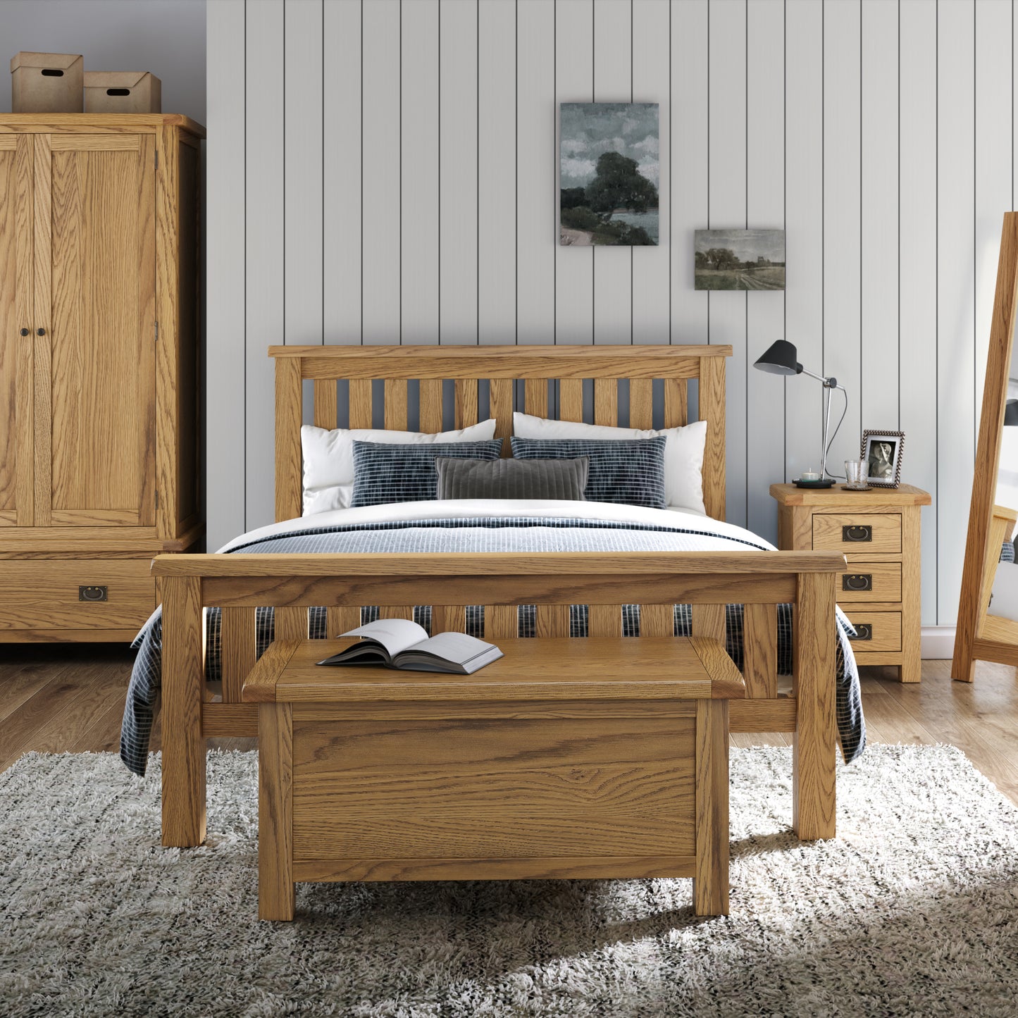 Spencer Bed Frame - Slatted Solid Oak Frame