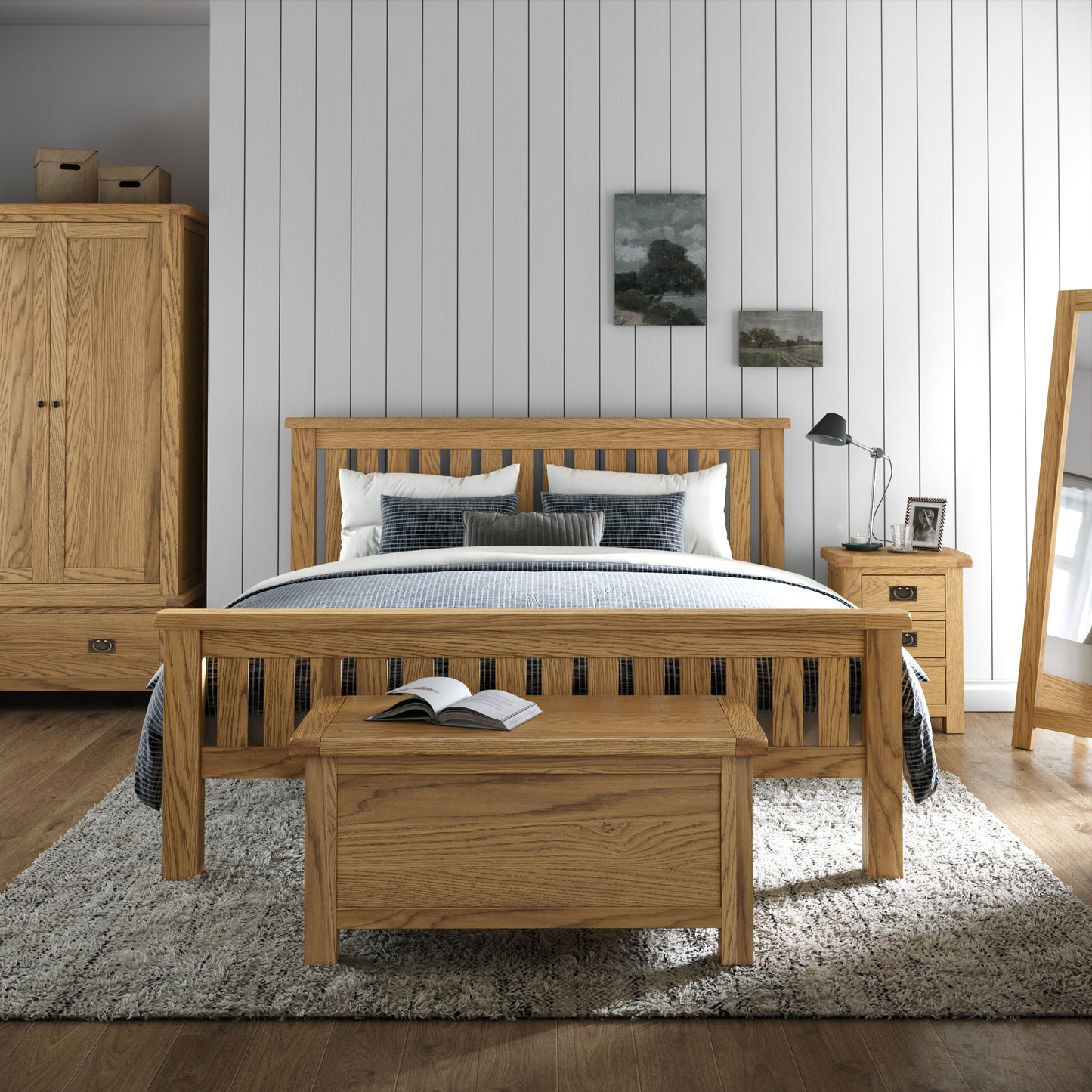 Spencer Bed Frame - Slatted Solid Oak Frame