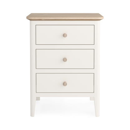 Harlo 3 Drawer Bedside Table - Coconut white