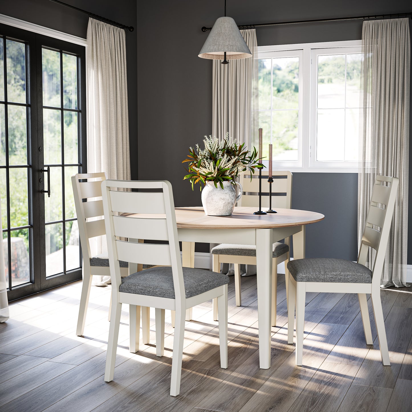Harlo Extendable Round Dining Table - Coconut white