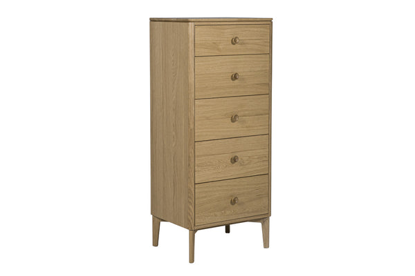 Harlow Tall Chest 5 Drawer - Oak Natural