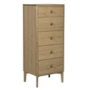 Harlow Tall Chest 5 Drawer - Oak Natural