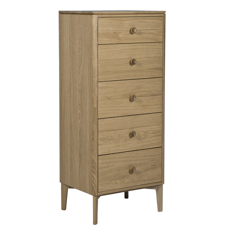 Harlow Tall Chest 5 Drawer - Oak Natural