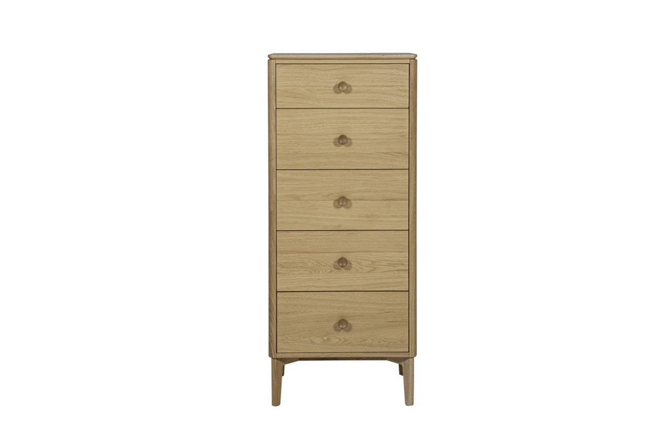 Harlow Tall Chest 5 Drawer - Oak Natural