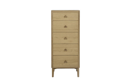 Harlow Tall Chest 5 Drawer - Oak Natural