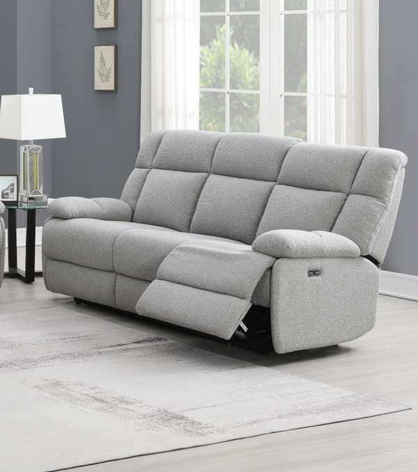 Hallow Light Grey Electric Reclining 3 Seater Sofa