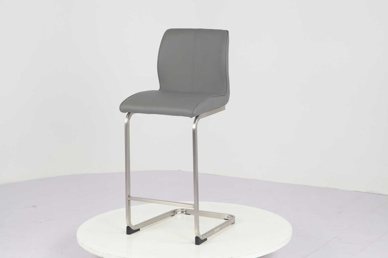 Harold Stool Grey PU With Brushed Steel Frame.