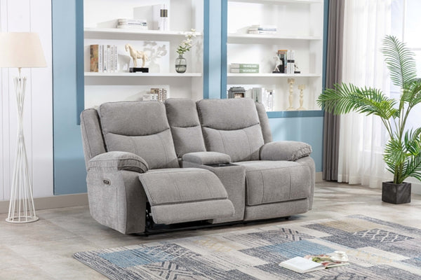 Berta 2 Seater Electric Reclining Sofa with Console & Wireless Charger