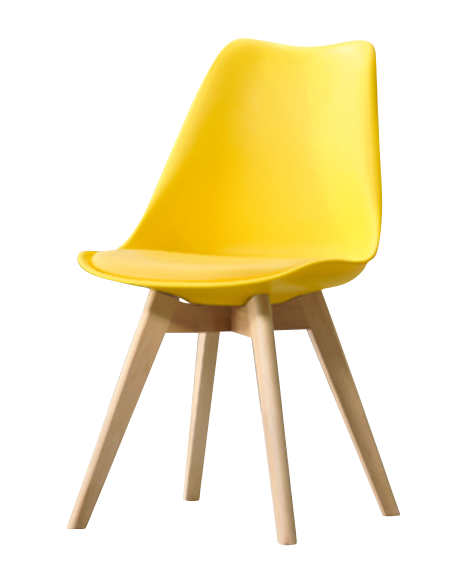 Eames Style Dining Chairs Yellow with padded seat - Back in stock this April