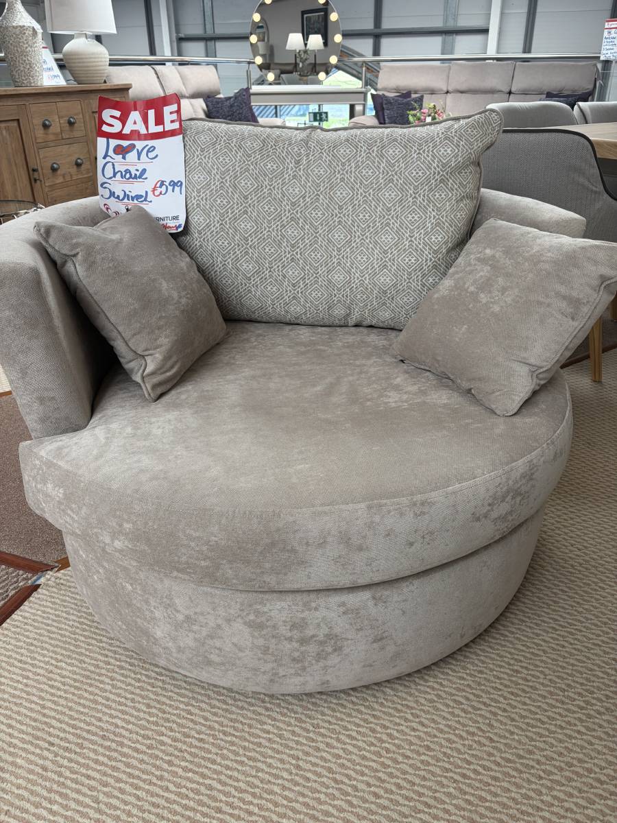 Swivel Love Chair- Grey  Ex display