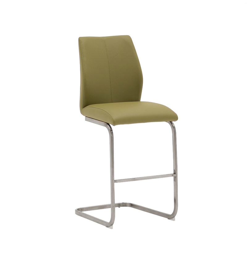 Wilma Counter Stool - Brushed Steel Olive