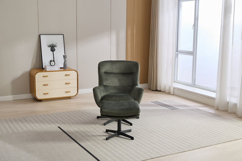 Fisher Swivel Recliner with Footstool Winter Moss