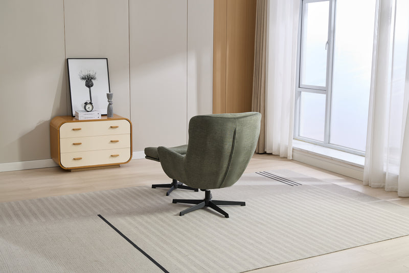Fisher Swivel Recliner with Footstool Winter Moss