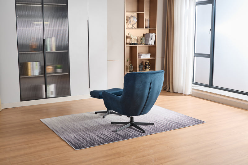 Fisher Swivel Recliner with Footstool Deep Ocean