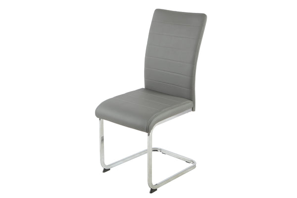 Leanne Chair Grey PU Chrome Legs
