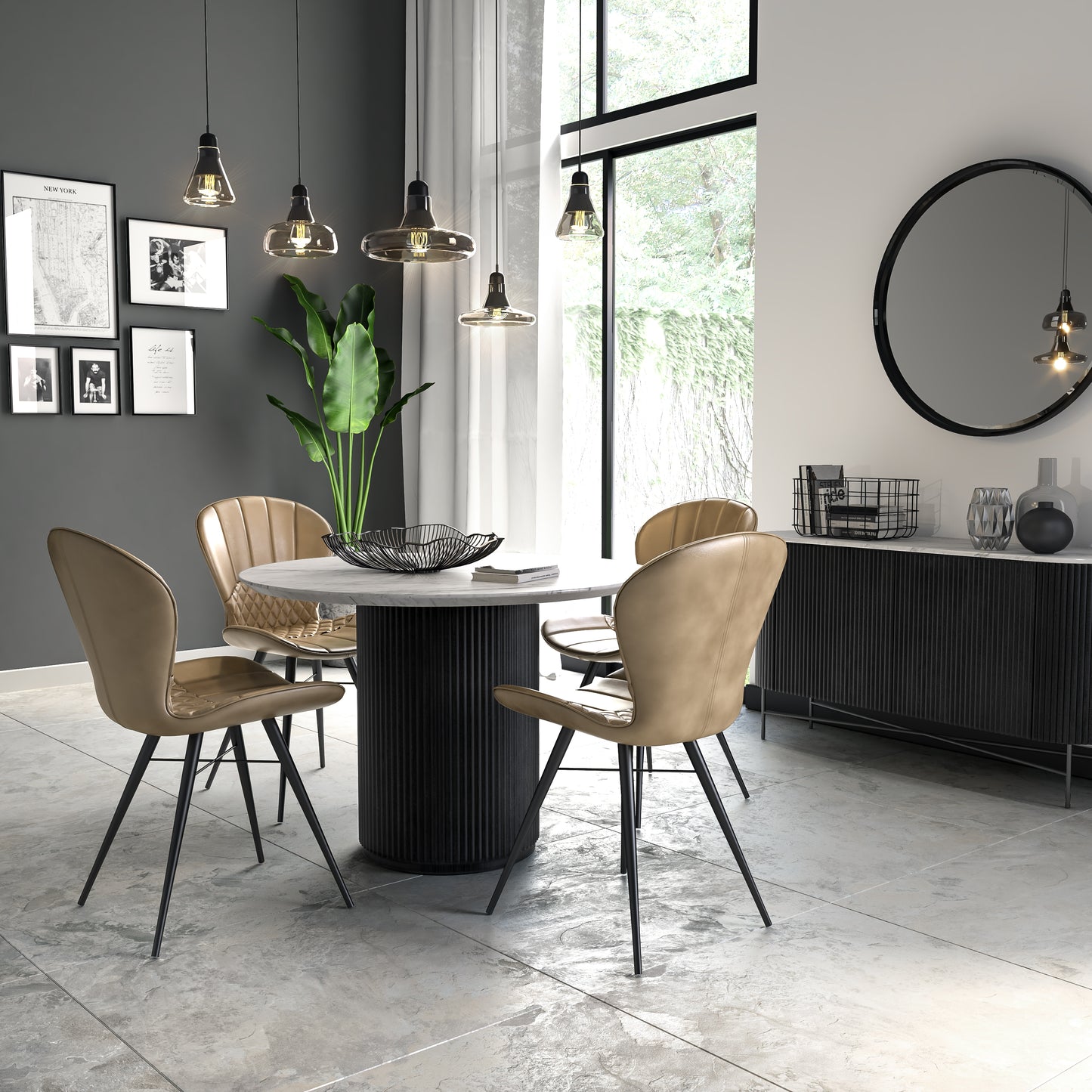 Luka Round Dining Table - Marble Top