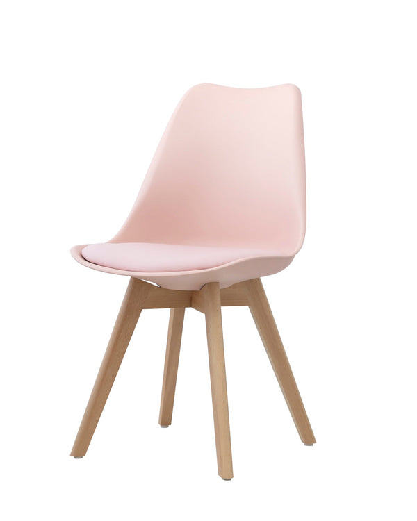 Eames Style Dining Chairs Pink with padded seat - Back in stock this April